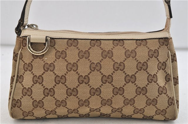 Authentic GUCCI Abbey Hand Bag GG Canvas Leather 145750 Beige 1496D