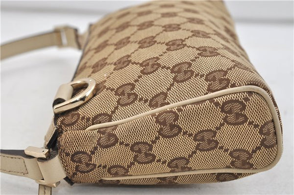 Authentic GUCCI Abbey Hand Bag GG Canvas Leather 145750 Beige 1496D