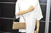 Authentic GUCCI Abbey Hand Bag GG Canvas Leather 145750 Beige 1496D