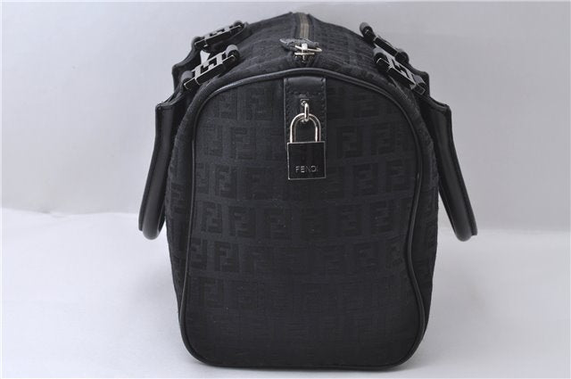 Authentic FENDI Zucchino Hand Bag Canvas Leather Black 1497D