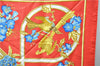 Authentic HERMES Carre 90 Scarf "Caraibes" Silk Red 1498E