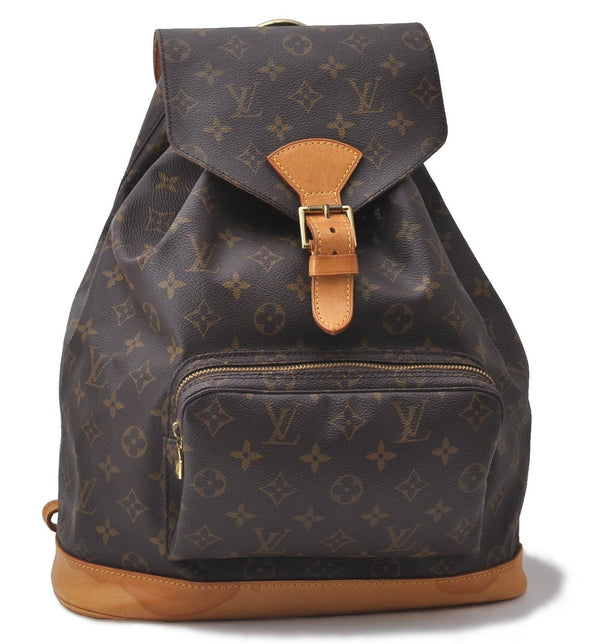 Authentic Louis Vuitton Monogram Montsouris GM Backpack M51135 LV 1500D