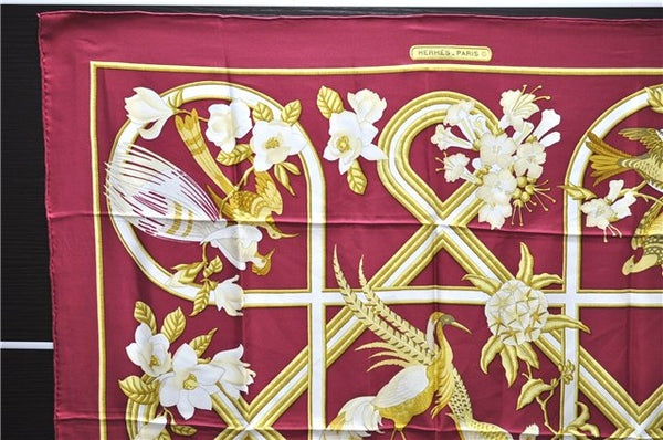 Authentic HERMES Carre 90 Scarf "Caraibes" Silk Red 1501D