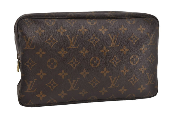 Auth Louis Vuitton Monogram Trousse Toilette 28 Clutch Hand Bag M47522 LV 1501I