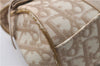 Auth Christian Dior Trotter Romantic Ribbon Hand Bag PVC Leather Beige 1502D