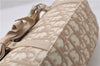 Auth Christian Dior Trotter Romantic Ribbon Hand Bag PVC Leather Beige 1502D