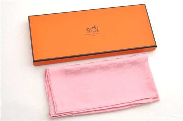 Authentic HERMES Petit Carre 40 Scarf Handkerchief "Grand H" Silk Pink Box 1505E