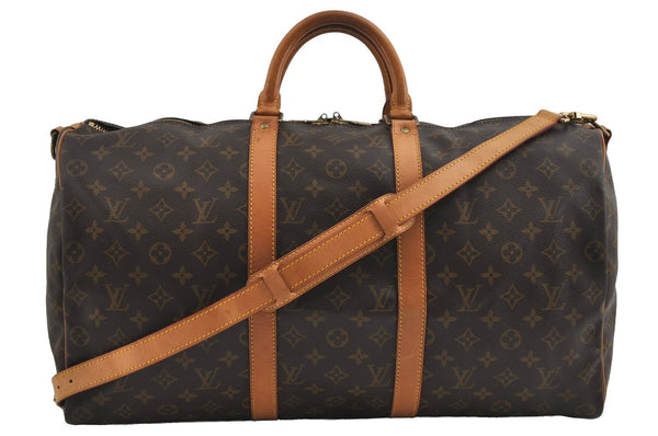 Authentic Louis Vuitton Monogram Keepall Bandouliere 50 M41416 Boston Bag 1511I