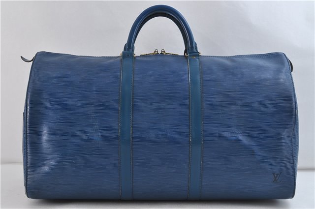 Authentic Louis Vuitton Epi Keepall 50 Boston Bag Blue M42965 LV 1513D