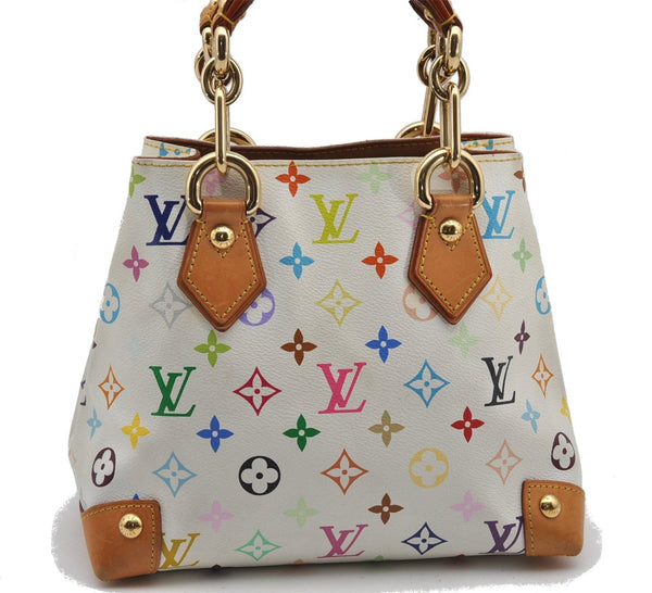 Auth Louis Vuitton Monogram Multicolor Audra Tote Hand Bag White M40047 LV 1517F