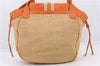 Authentic PRADA Raffia Leather Shoulder Tote Bag Orange 1529D