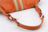 Authentic PRADA Raffia Leather Shoulder Tote Bag Orange 1529D