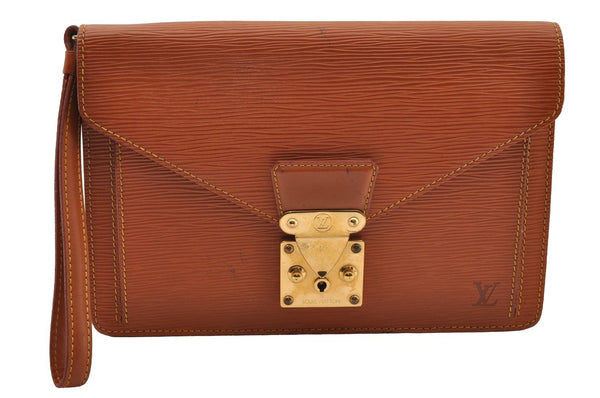 Auth Louis Vuitton Epi Pochette Sellier Dragonne Clutch Bag M52618 Brown 1529I