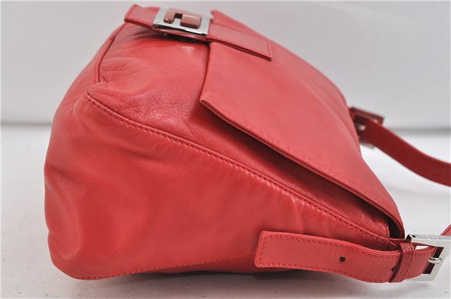 Authentic FENDI Mamma Baguette Shoulder Hand Bag Purse Leather Red 1532D