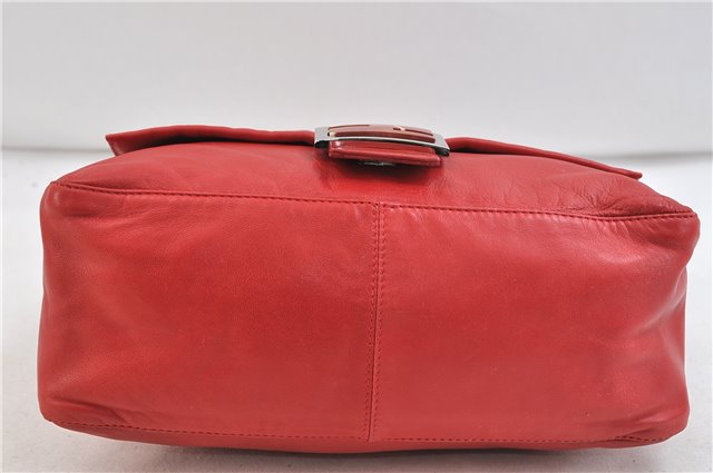 Authentic FENDI Mamma Baguette Shoulder Hand Bag Purse Leather Red 1532D