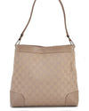 Authentic GUCCI Vintage Shoulder Bag Purse GG Canvas Leather 33900 Beige 1535F