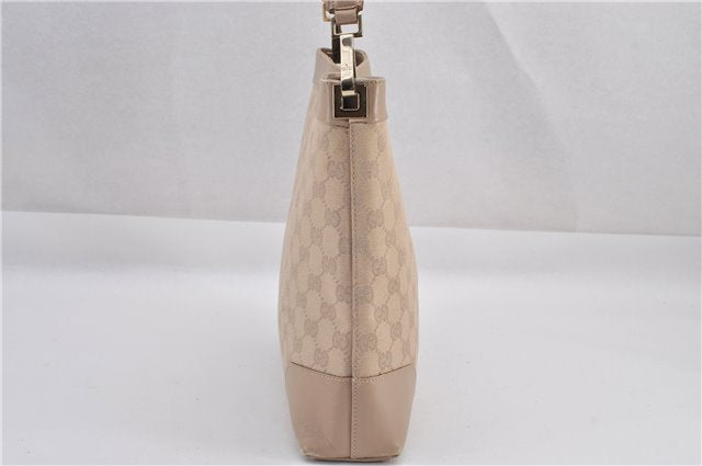 Authentic GUCCI Vintage Shoulder Bag Purse GG Canvas Leather 33900 Beige 1535F