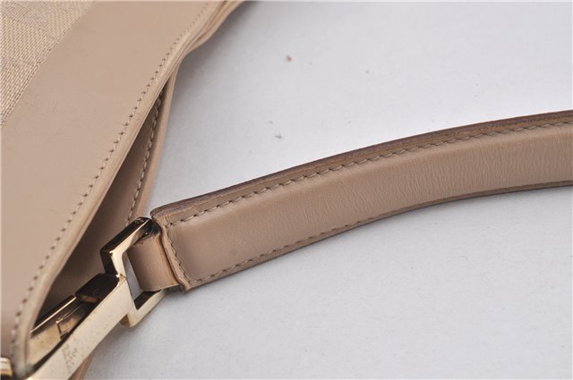 Authentic GUCCI Vintage Shoulder Bag Purse GG Canvas Leather 33900 Beige 1535F