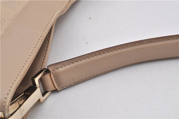 Authentic GUCCI Vintage Shoulder Bag Purse GG Canvas Leather 33900 Beige 1535F