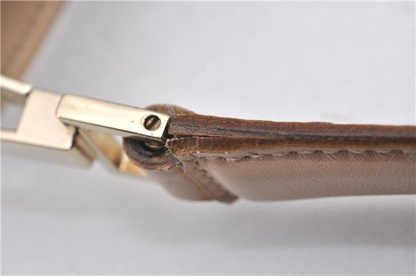 Authentic GUCCI Vintage Shoulder Bag Purse GG Canvas Leather 33900 Beige 1535F