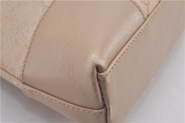 Authentic GUCCI Vintage Shoulder Bag Purse GG Canvas Leather 33900 Beige 1535F