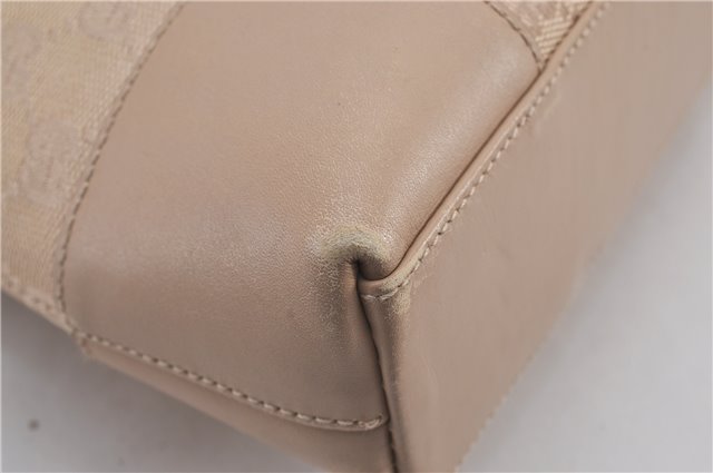 Authentic GUCCI Vintage Shoulder Bag Purse GG Canvas Leather 33900 Beige 1535F