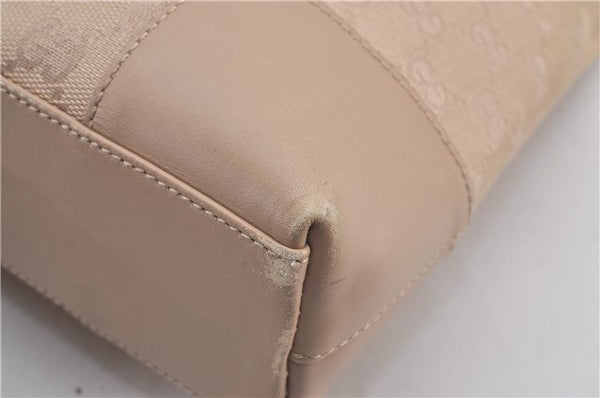 Authentic GUCCI Vintage Shoulder Bag Purse GG Canvas Leather 33900 Beige 1535F