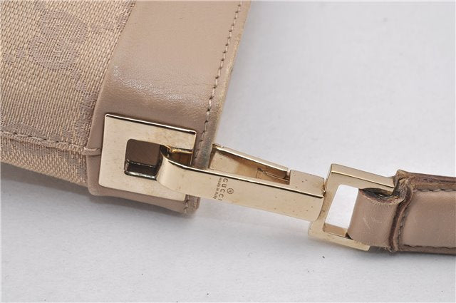 Authentic GUCCI Vintage Shoulder Bag Purse GG Canvas Leather 33900 Beige 1535F