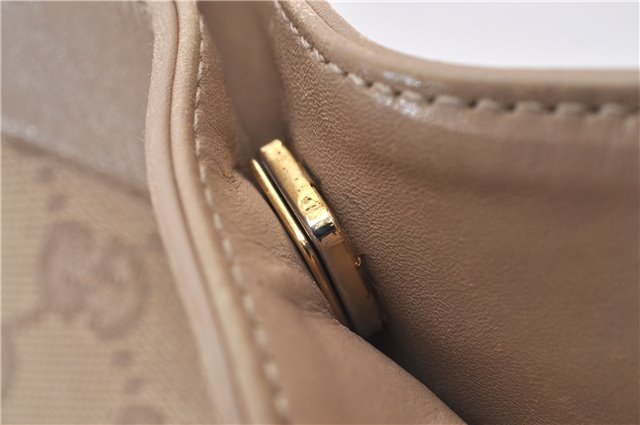 Authentic GUCCI Vintage Shoulder Bag Purse GG Canvas Leather 33900 Beige 1535F
