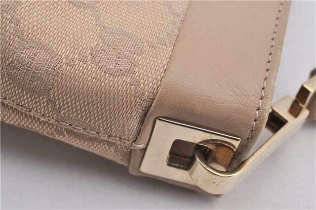 Authentic GUCCI Vintage Shoulder Bag Purse GG Canvas Leather 33900 Beige 1535F