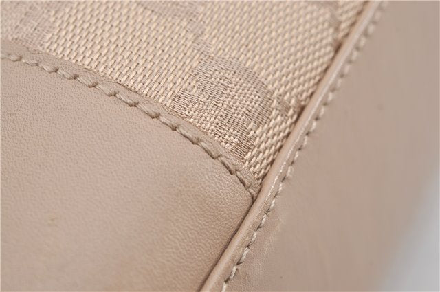 Authentic GUCCI Vintage Shoulder Bag Purse GG Canvas Leather 33900 Beige 1535F