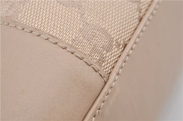 Authentic GUCCI Vintage Shoulder Bag Purse GG Canvas Leather 33900 Beige 1535F