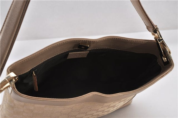 Authentic GUCCI Vintage Shoulder Bag Purse GG Canvas Leather 33900 Beige 1535F