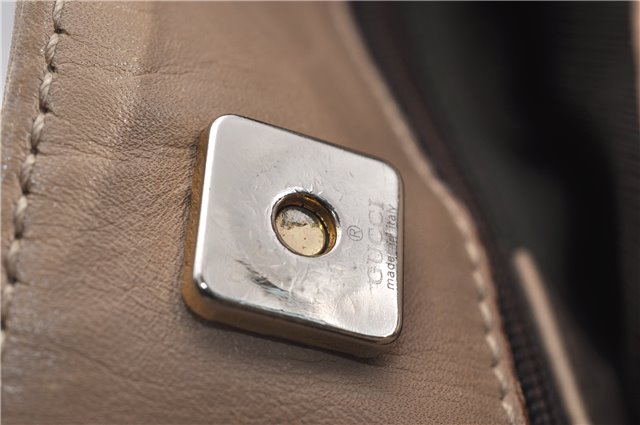 Authentic GUCCI Vintage Shoulder Bag Purse GG Canvas Leather 33900 Beige 1535F