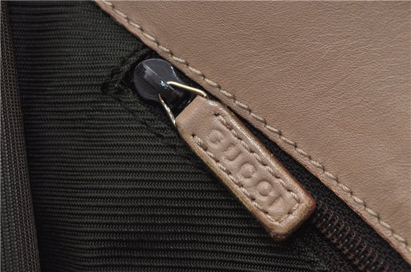 Authentic GUCCI Vintage Shoulder Bag Purse GG Canvas Leather 33900 Beige 1535F