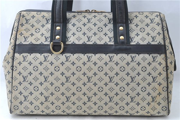 Authentic Louis Vuitton Monogram Mini Josephine GM Hand Bag Blue M92211 LV 1536C