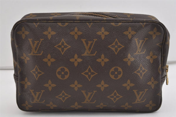Auth Louis Vuitton Monogram Trousse Toilette 23 Clutch Hand Bag M47524 LV 1536I