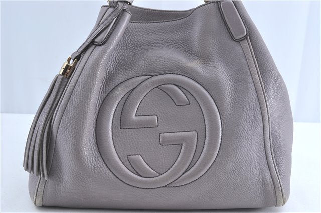 Authentic GUCCI SOHO Tassel Shoulder Tote Bag Leather 282309 Light Purple 1539C