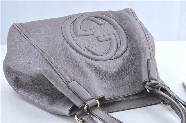 Authentic GUCCI SOHO Tassel Shoulder Tote Bag Leather 282309 Light Purple 1539C