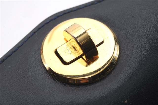 Authentic GUCCI Shoulder Hand Bag Purse Leather Navy Blue 1544D