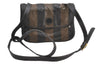 Authentic FENDI Pequin Shoulder Cross Body Bag PVC Leather Brown Black 1547G