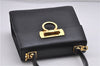 Authentic Ferragamo Gancini Vintage Leather 2 Way Shoulder Hand Bag Black 1548F