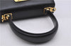 Authentic Ferragamo Gancini Vintage Leather 2 Way Shoulder Hand Bag Black 1548F