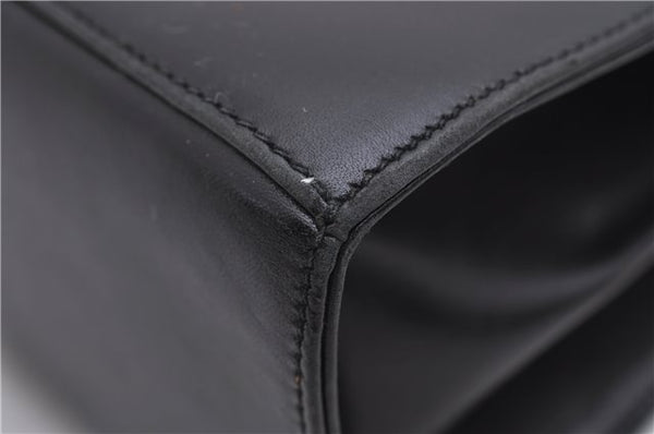 Authentic Ferragamo Gancini Vintage Leather 2 Way Shoulder Hand Bag Black 1548F