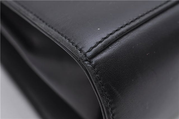 Authentic Ferragamo Gancini Vintage Leather 2 Way Shoulder Hand Bag Black 1548F