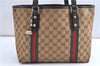 Authentic GUCCI Web Sherry Line Tote Bag GG Canvas Leather 137396 Brown 1549G