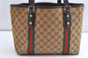 Authentic GUCCI Web Sherry Line Tote Bag GG Canvas Leather 137396 Brown 1549G