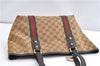 Authentic GUCCI Web Sherry Line Tote Bag GG Canvas Leather 137396 Brown 1549G