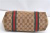 Authentic GUCCI Web Sherry Line Tote Bag GG Canvas Leather 137396 Brown 1549G