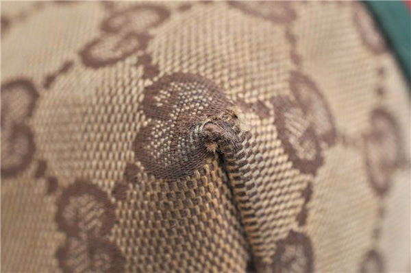 Authentic GUCCI Web Sherry Line Tote Bag GG Canvas Leather 137396 Brown 1549G
